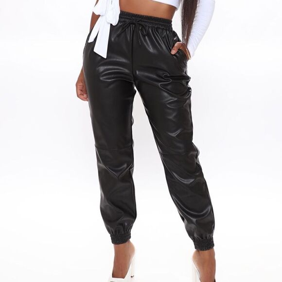 Tinseltown Pants - New Faux Leather Jogger Pants